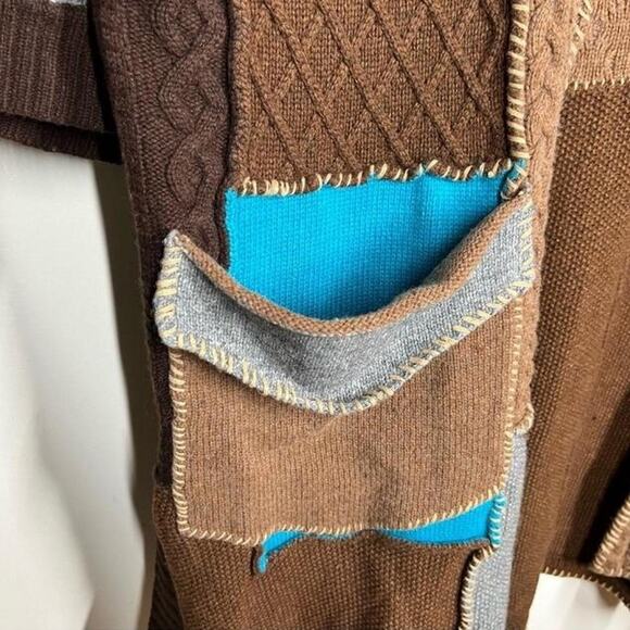 Y2K L.A.M.B oversized multi color patchwork Poncho Sweater, Rare! - Picture 6 of 8